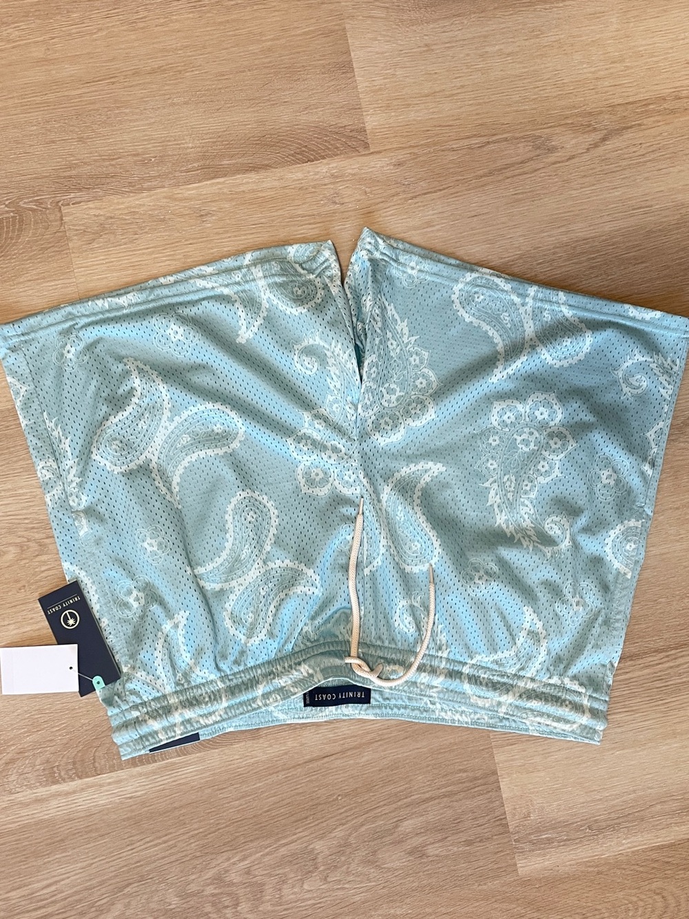 Trinity Light Blue Paisley Mesh Sweatshorts